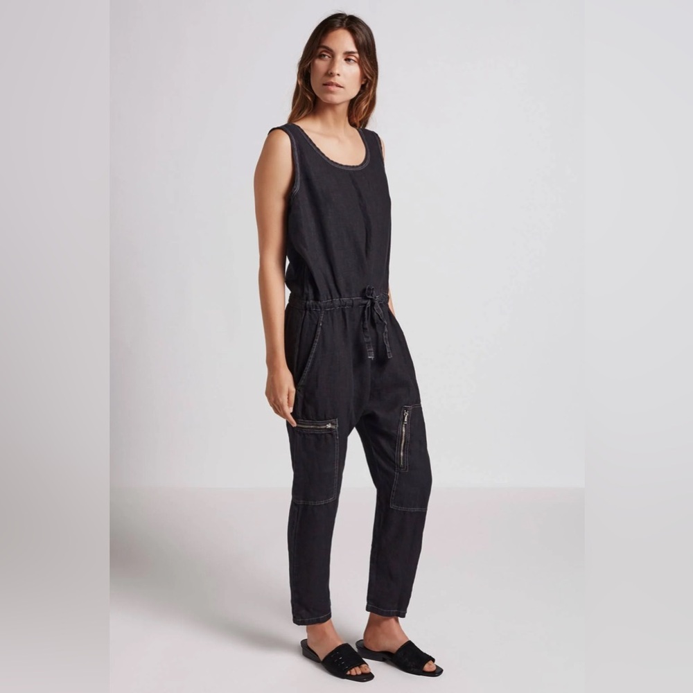 Current/Elliot Zip Cargo Linen Jumpsuit